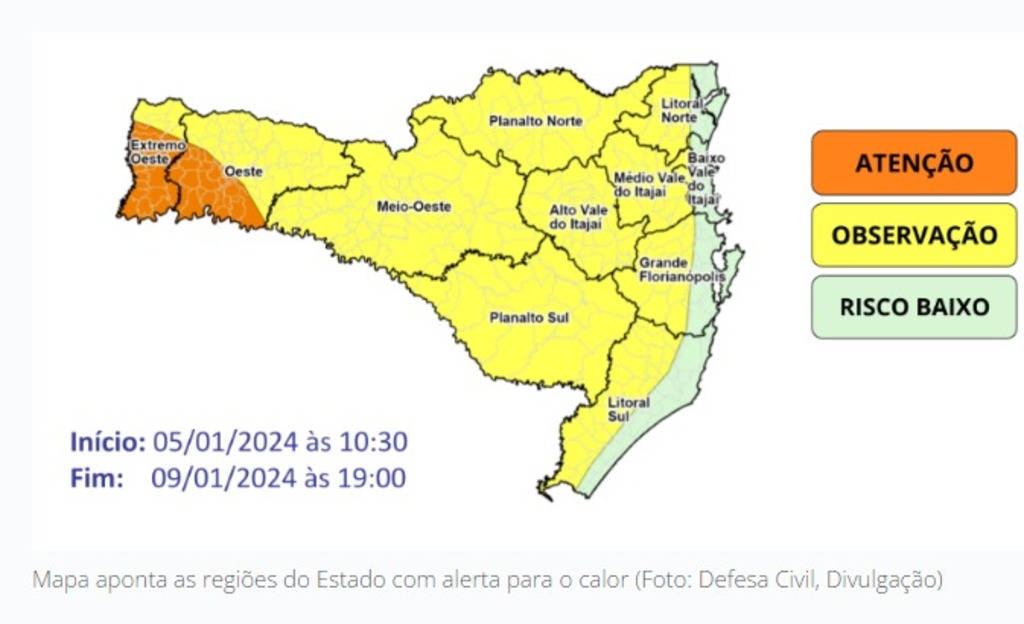 Onda de calor extremo trará temperaturas intensas para SC