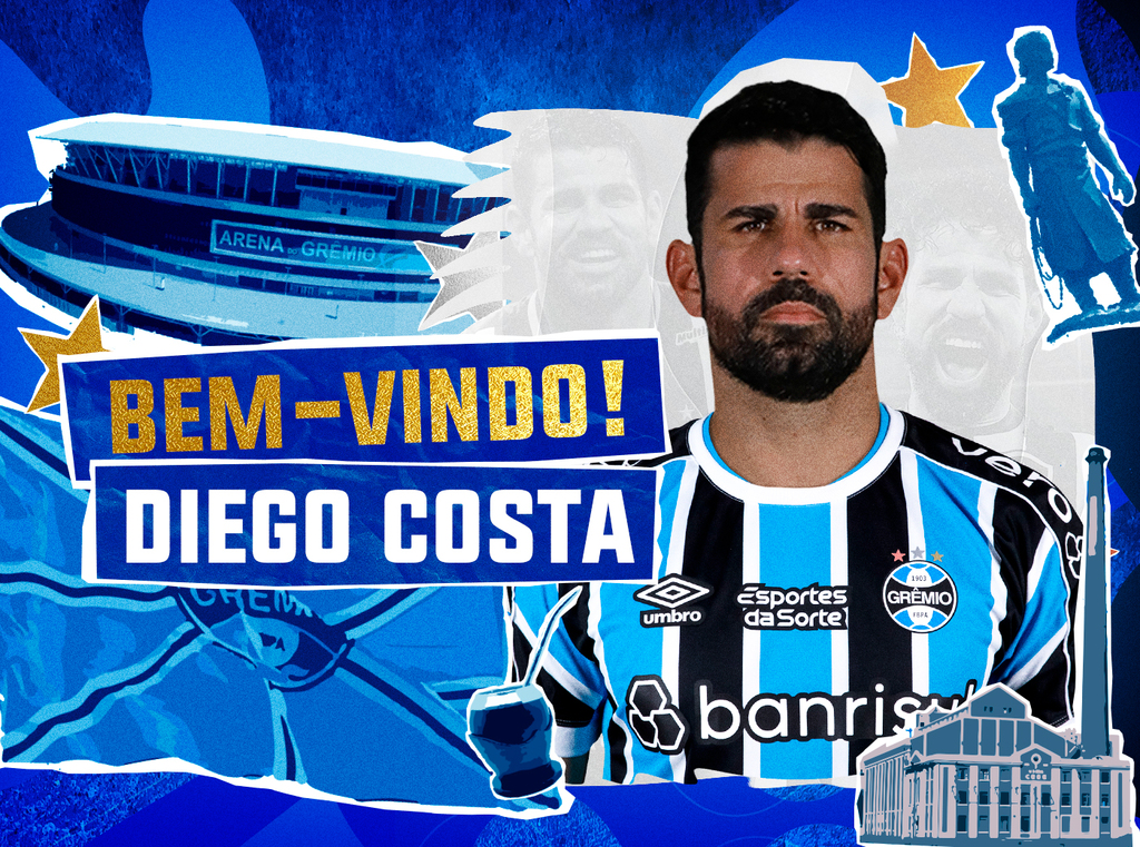 Grêmio anuncia a contratação do centroavante Diego Costa