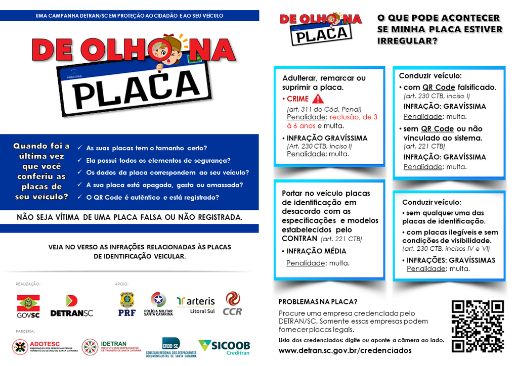 DETRAN LANÇA CAMPANHA EM PARCERIA COM A PRF, PMSC E EMPRESAS SOBRE PLACAS DE IDENTIFICAÇÃO DE VEÍCULOS