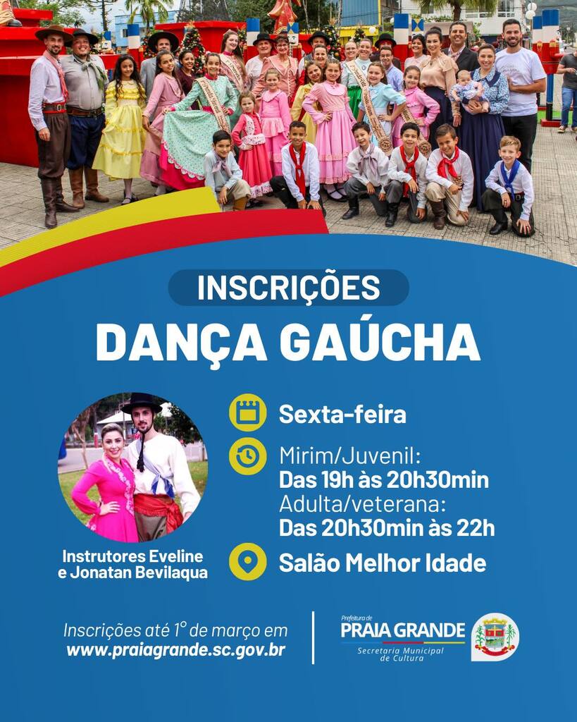 INSCRIÇÕES ABERTAS PARA CURSO DE DANÇA GAÚCHA