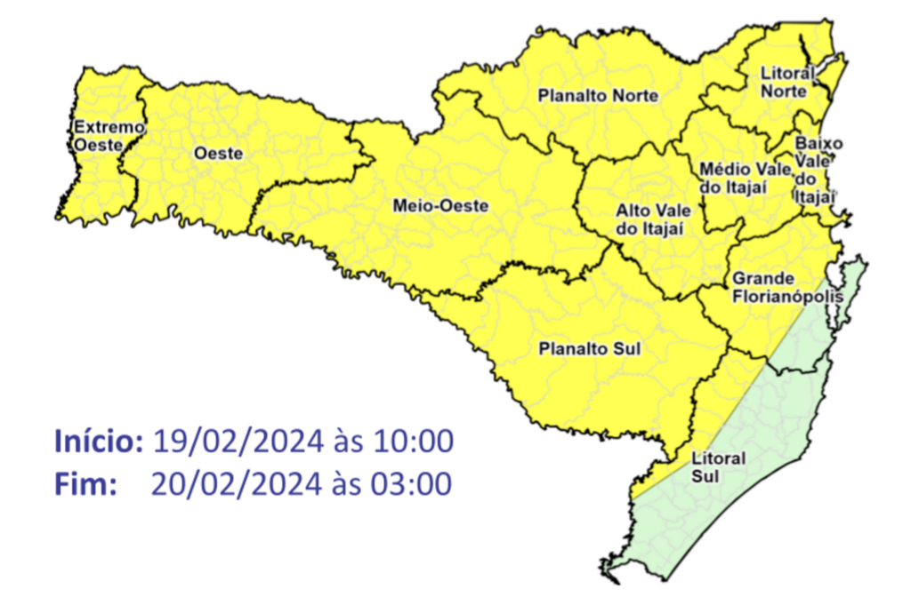 Defesa Civil alerta para a possibilidade de temporais com chuva volumosa