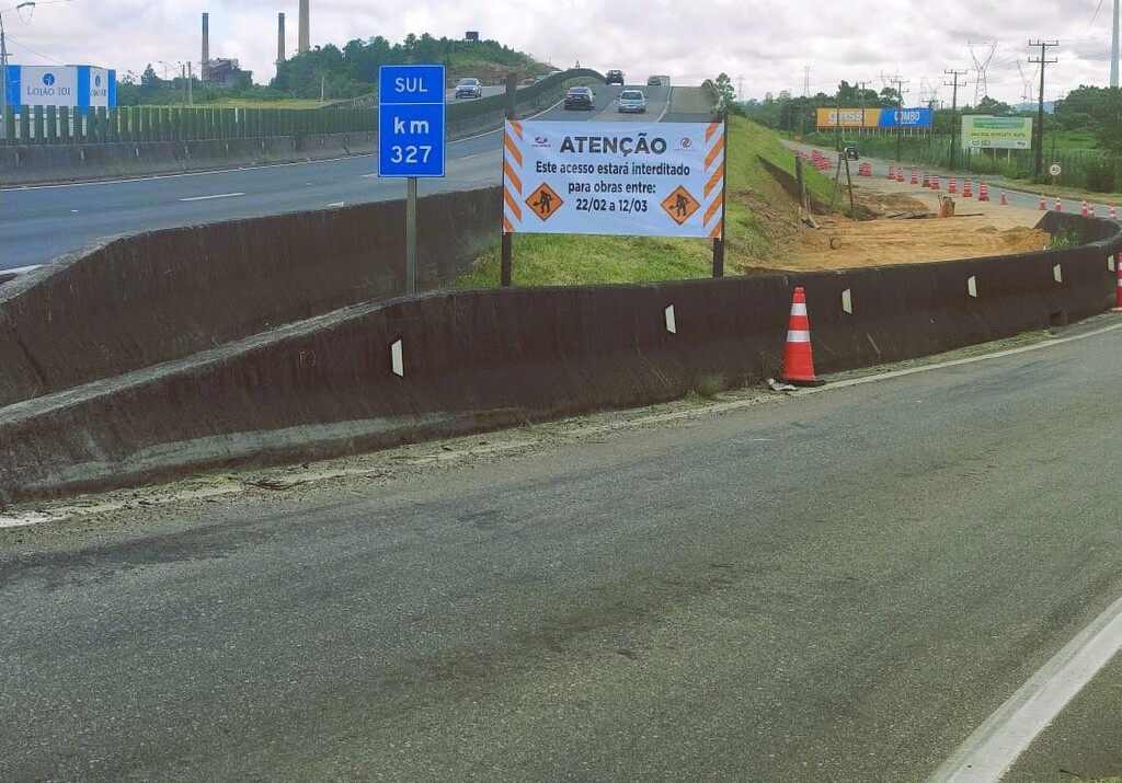 Evolução das obras em viaduto alteram acesso em Capivari de Baixo (SC) CCR ViaCosteira irá bloquear alça de acesso à marginal no km 327 da pista Sul da BR-101 Sul/SC