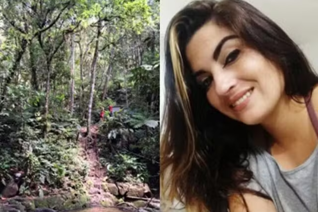  - Mulher morreu afogada ao mergulhar em cachoeira de trilha — Foto: Montagem: Corpo de Bombeiros/Redes sociais/Divulgação