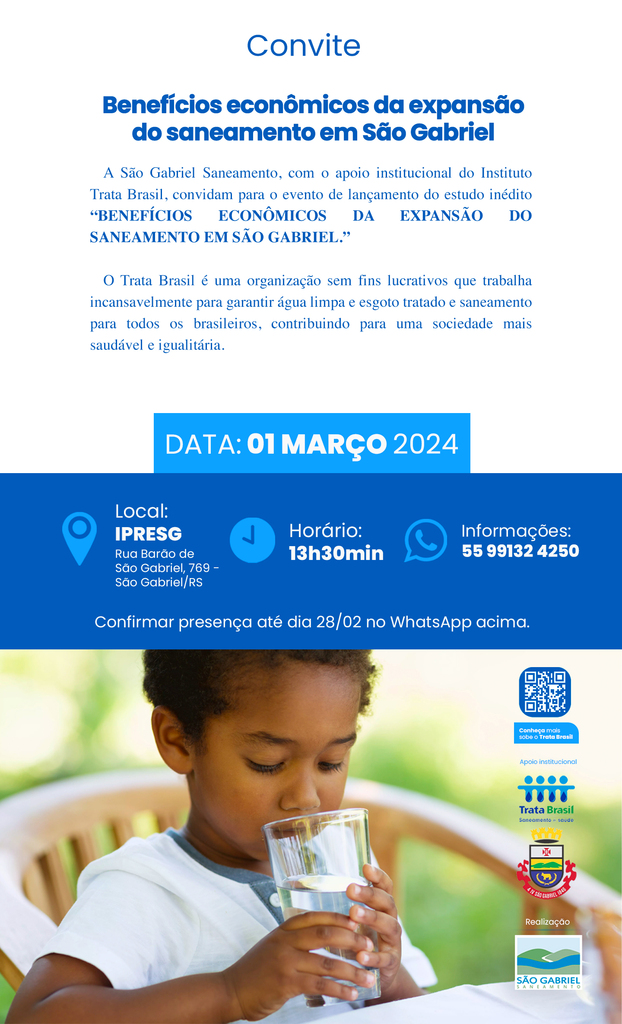 Instituto Trata Brasil apresenta evolução do saneamento em São Gabriel