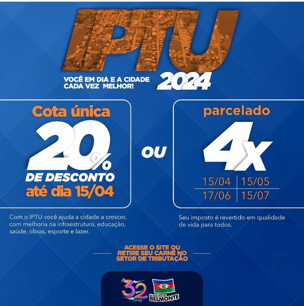 Definidas as datas de pagamento do IPTU 2024