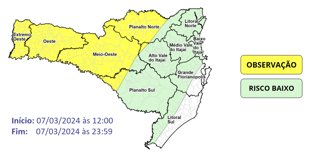 Defesa Civil alerta para a possibilidade de temporais isolados nesta quinta-feira