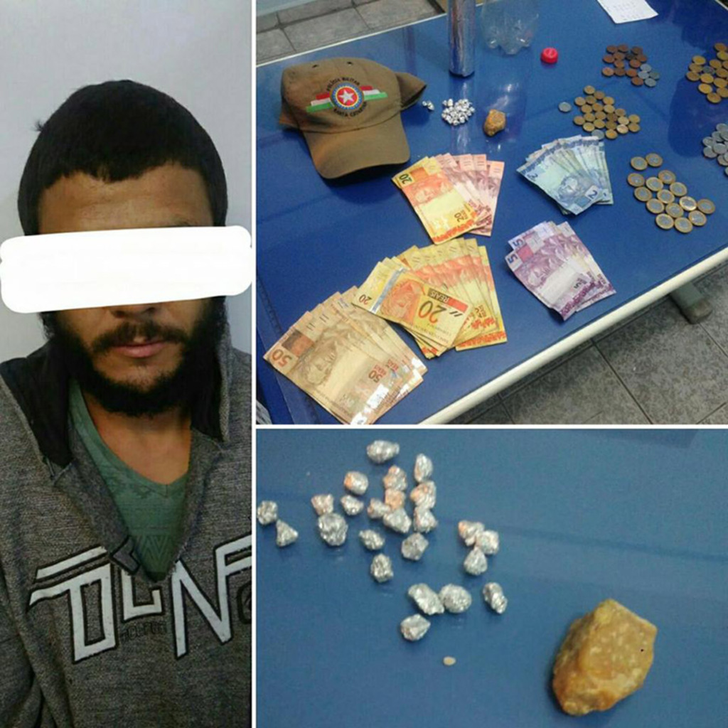 Polícia Militar de Otacílio Costa prende homem por tráfico de drogas