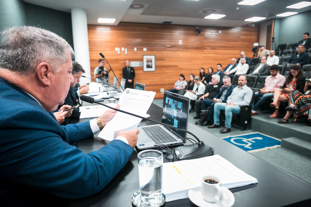 FOTO: Bruno Collaço / AGÊNCIA AL - Deputado Mário Motta lê o relatório final da comissão mista