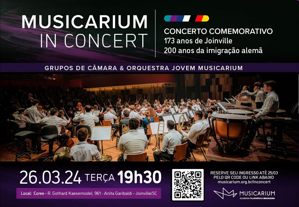 Nesta terça (26) tem apresentação Musicarium in Concert: Joinville e Imigração alemã no Brasil são homenageadas