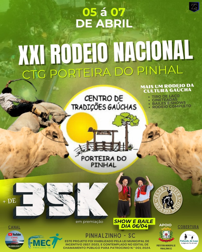 XXI Rodeio Nacional começa hoje em Pinhalzinho