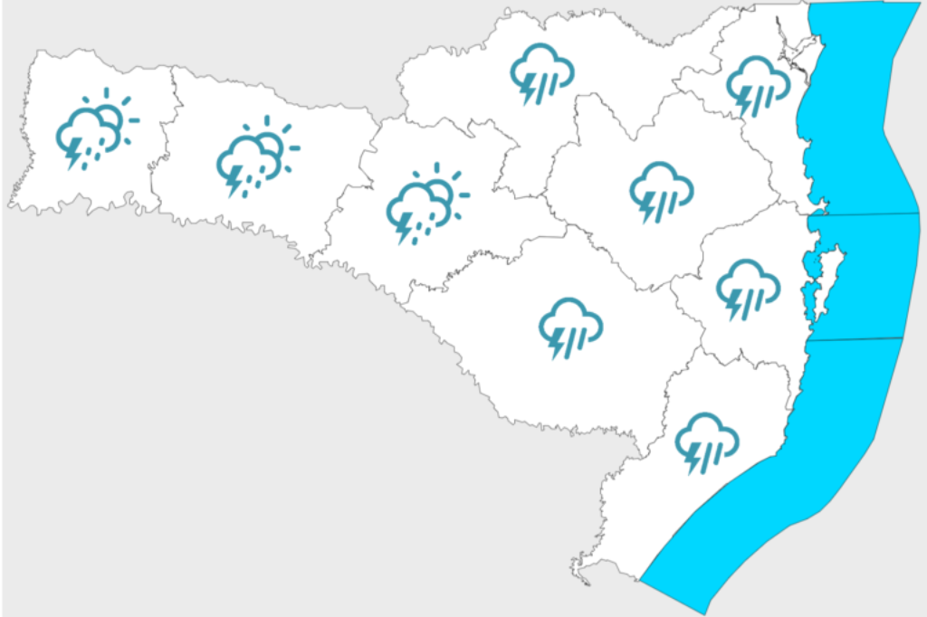 (Imagem Defesa Civil) - Chuvas mais intensas devem chegar ao litoral durante a tarde desta quarta-feira