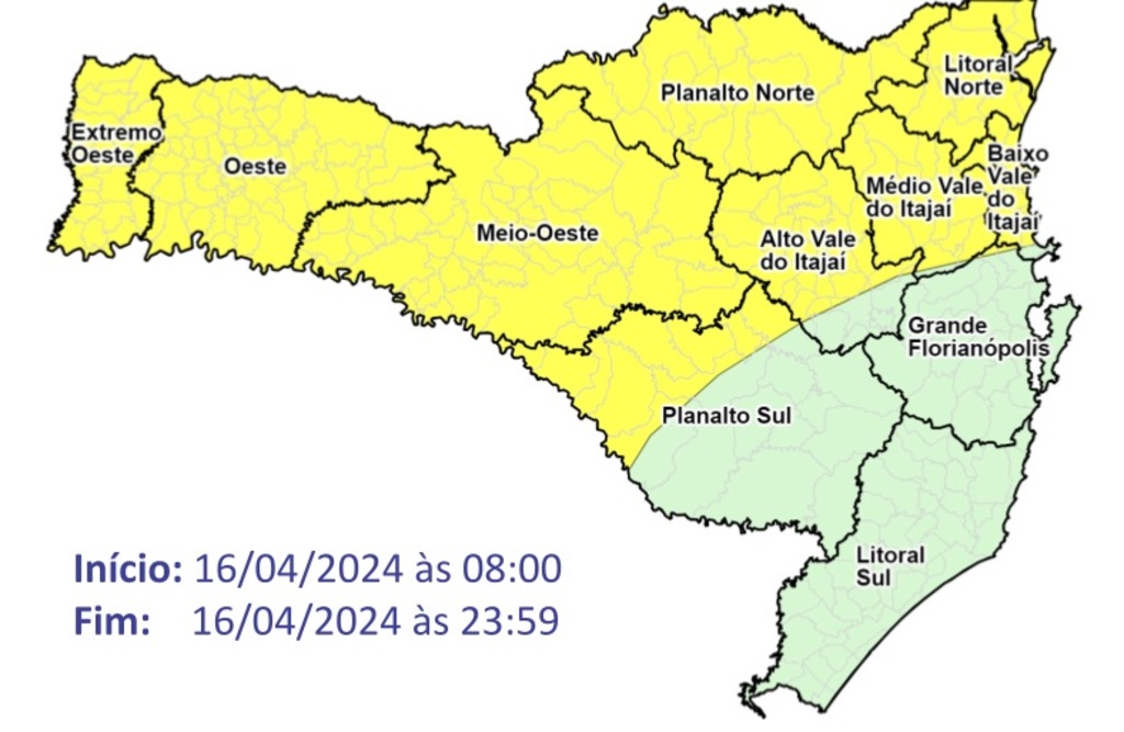 Defesa Civil alerta para temporais com chuva pontualmente intensa