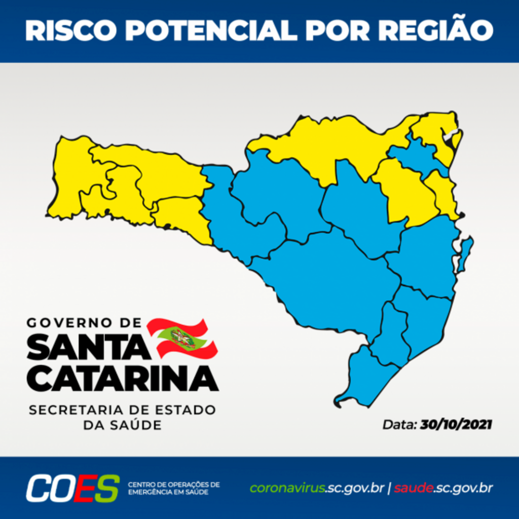 Nenhuma região de Santa Catarina está no risco grave da covid-19