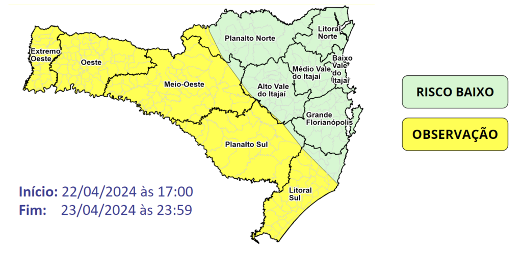 Temporais isolados e chuva intensa entre a segunda e a terça-feira