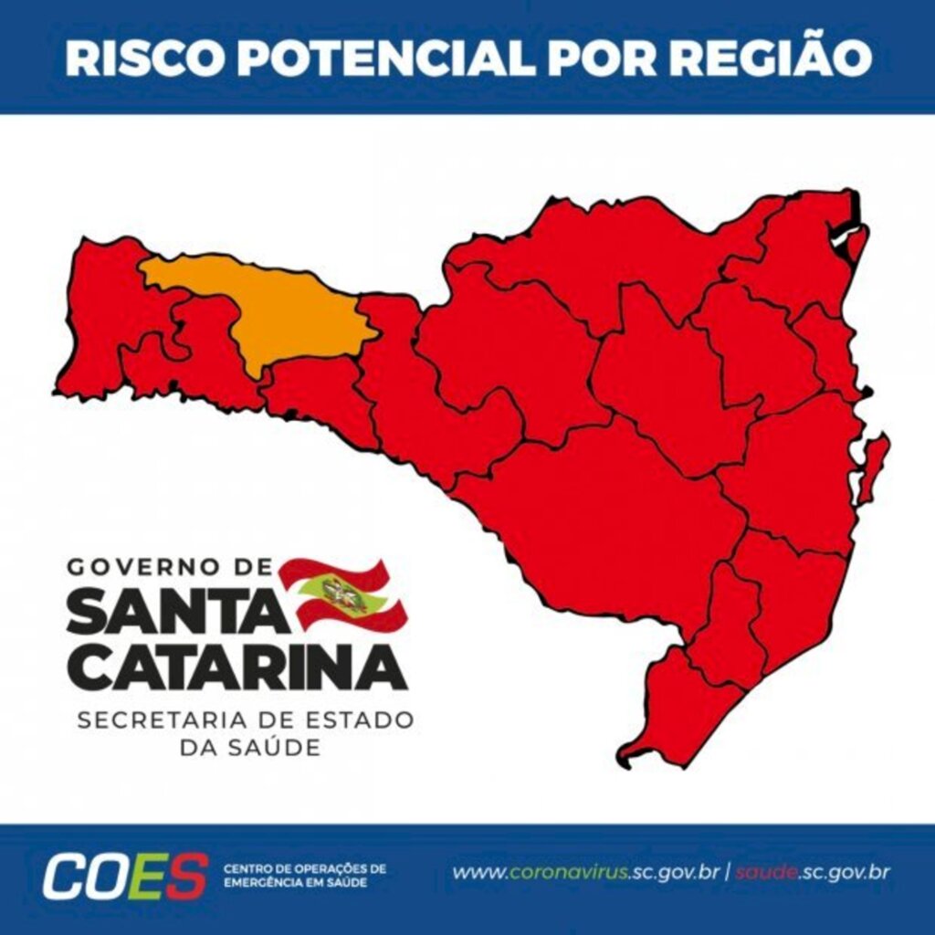 Coronavírus em SC: Matriz de risco aponta 15 regiões em estado gravíssimo