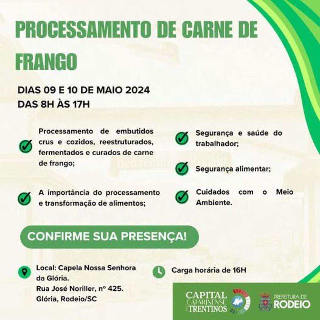 Secretaria de Agricultura e Meio Ambiente promove curso de processamento de carne de frango