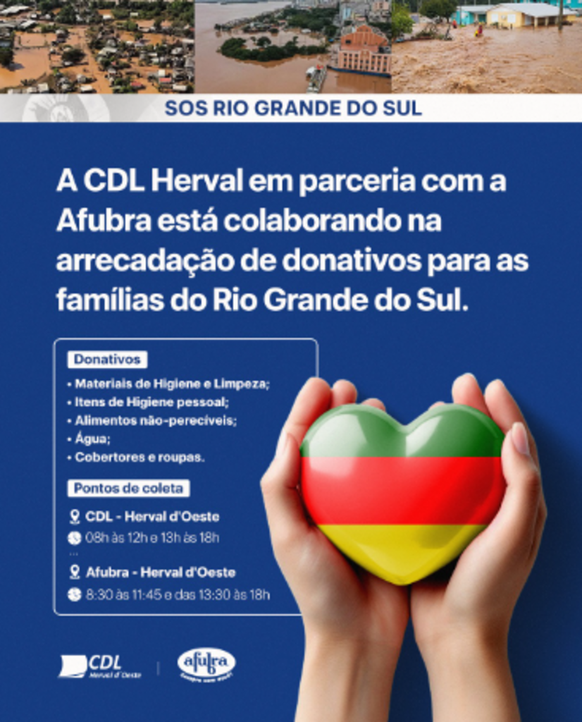 CDL Herval e Afubra se unem em campanha de arrecadação de donativos para o RS