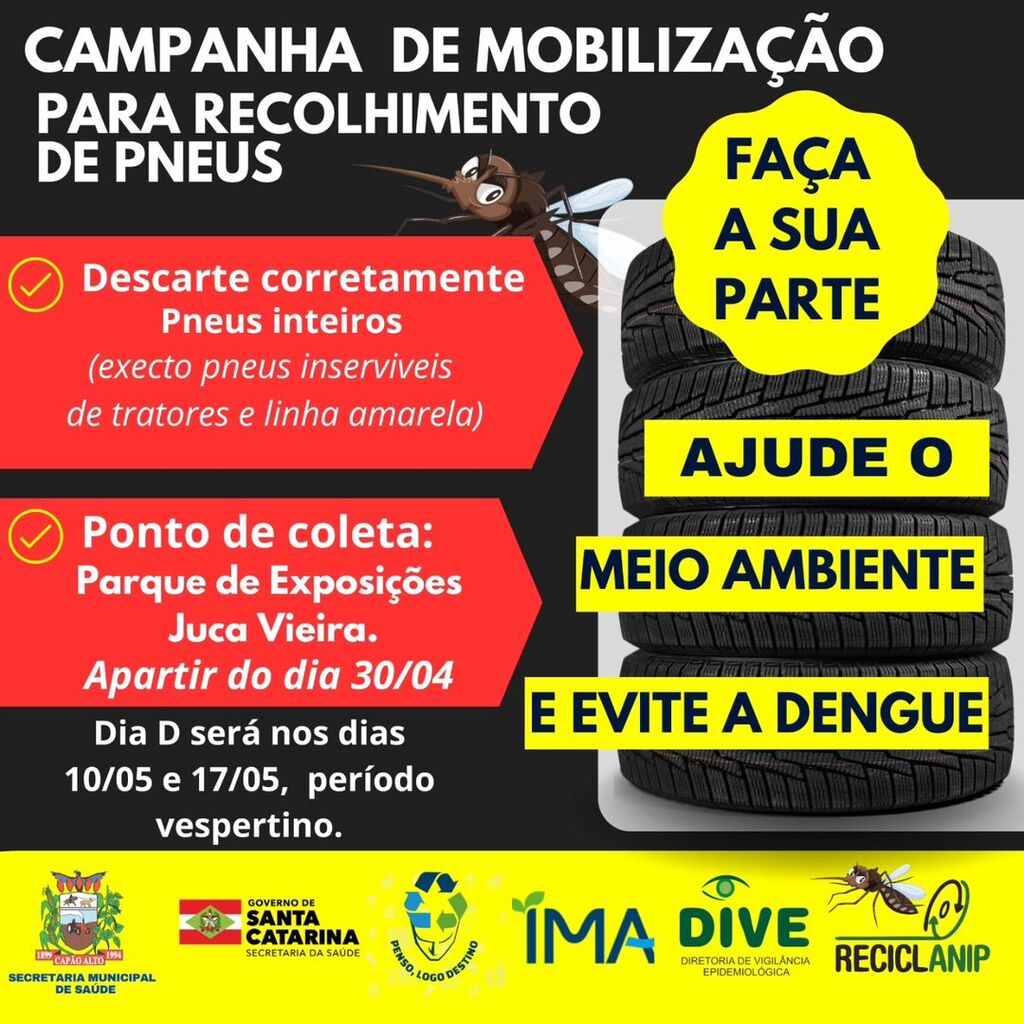 Campanha de recolhimento de pneus para combater a dengue e preservar o meio ambiente é realizada pela administração de Capão Alto