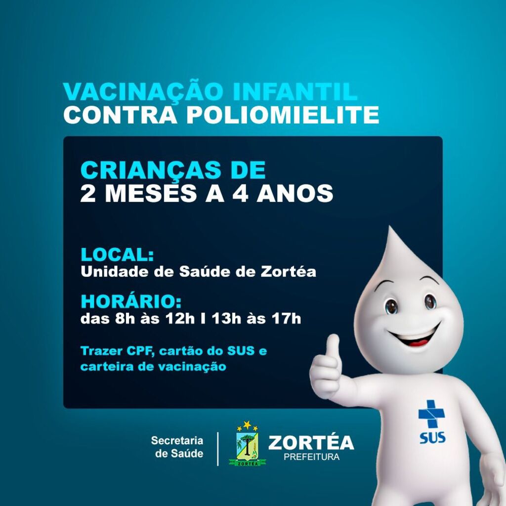 VACINA CONTRA POLIOMIELITE PARA CRIANÇA ESTÁ LIBERADA