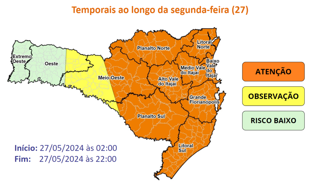 Formação de ciclone extratropical provoca chuva volumosa e temporais neste início de semana