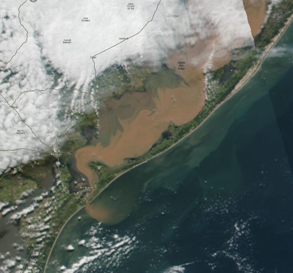 Foto: Nasa - Divulgação - Visão de satélite da Nasa mostra caminho dos sedimentos