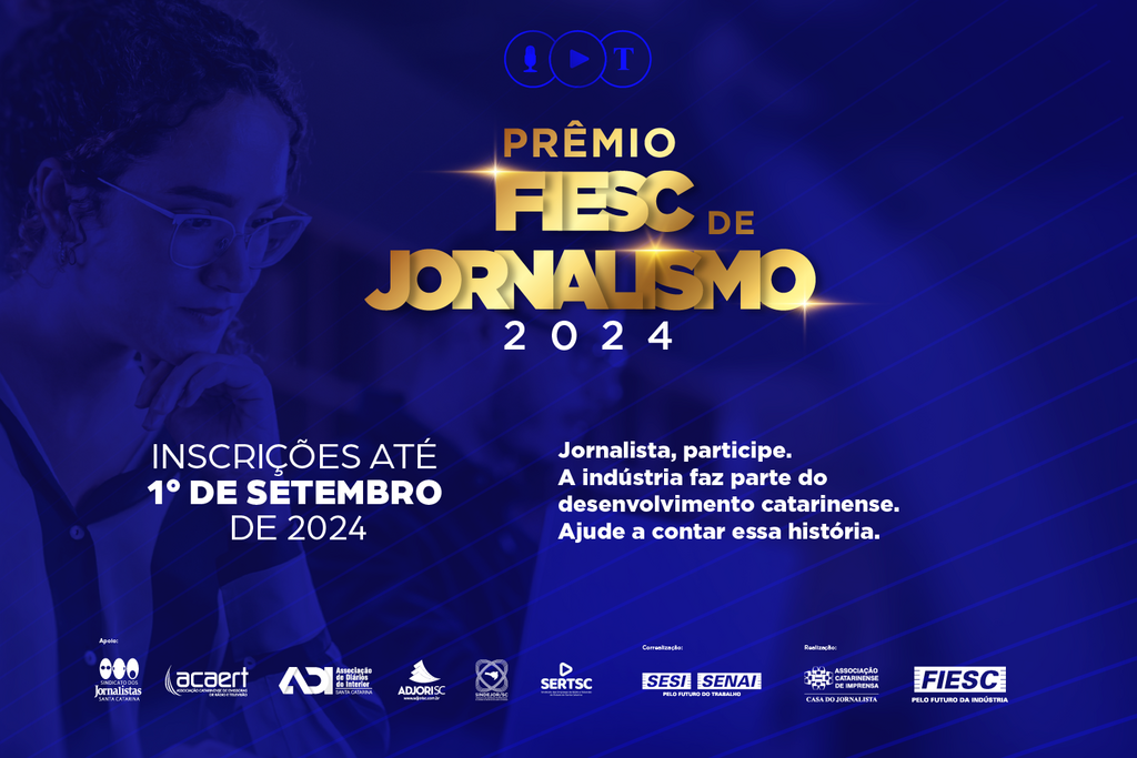FIESC abre inscrições para Prêmio de Jornalismo 2024, com  premiação total de R$ 117 mil