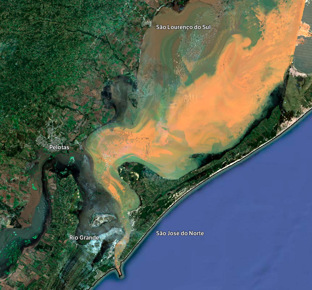 Imagem: MapBiomas - reprodução - Imagens de satélite mostram o impacto da enchente na região