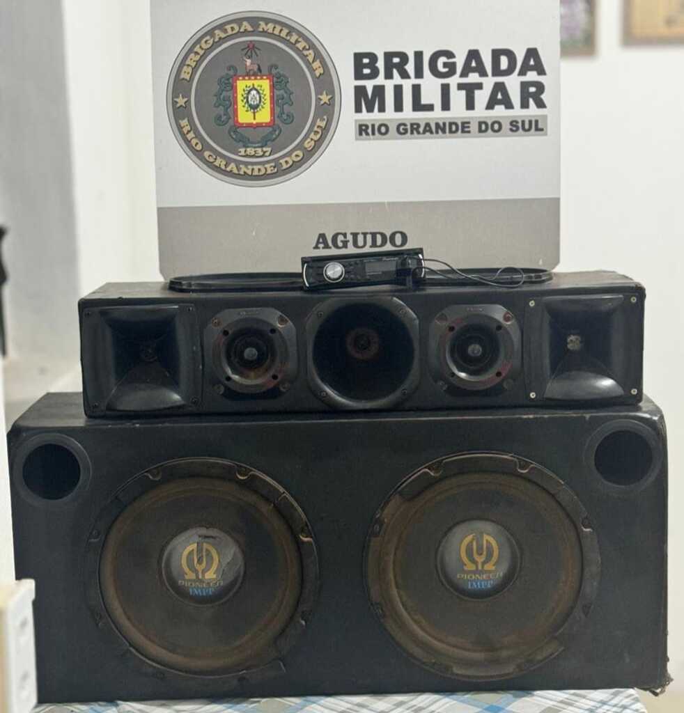 Brigada Militar apreende equipamento de som em Agudo após denúncias de perturbação do sossego