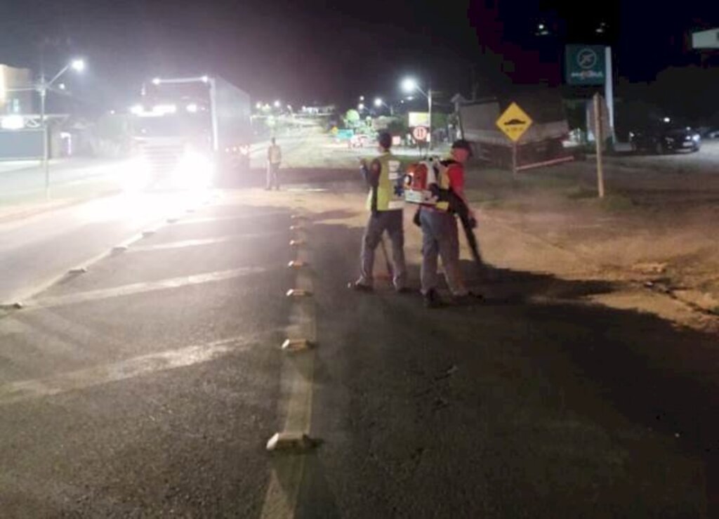 Farelo de milho na pista da SC-157