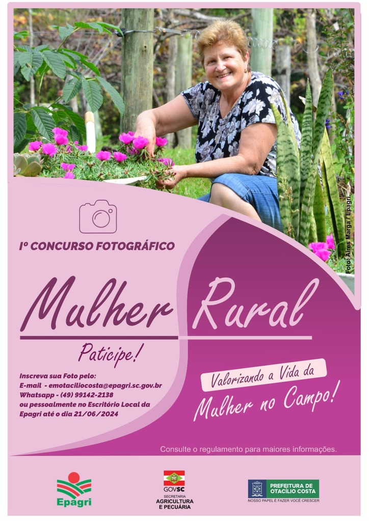 Epagri e Prefeitura Municipal realizam 1º Concurso de Fotografia Mulher Rural de Otacílio Costa