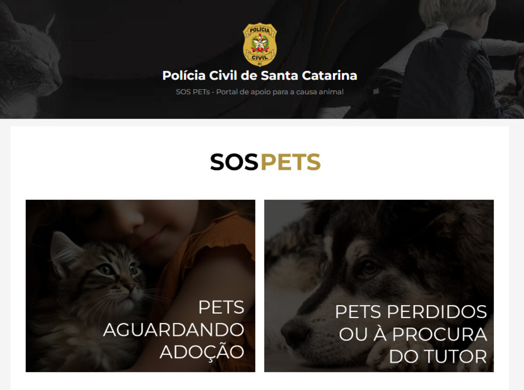 Polícia Civil lança portal para adoção de animais resgatados e vítimas de maus-tratos