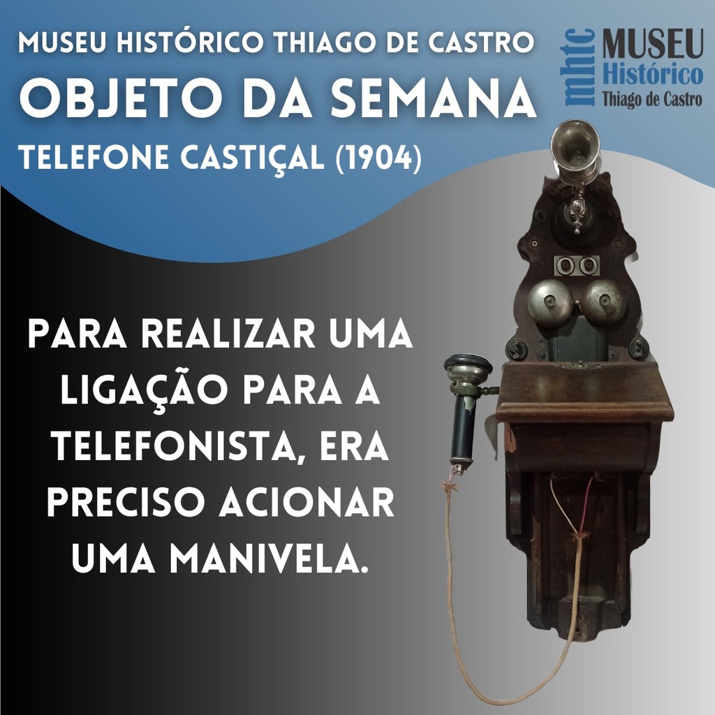 Telefone modelo Castiçal (1904) está em exposição no Museu Thiago de Castro