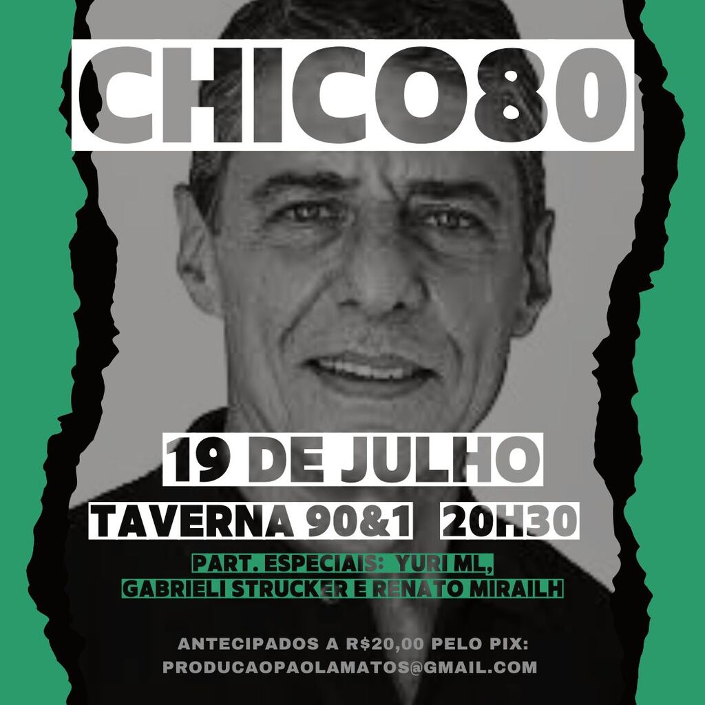 Organizado pela dupla Paola e Diogo Matos, show em homenagem aos 80 anos de Chico Buarque será realizado nesta sexta em Santa Maria