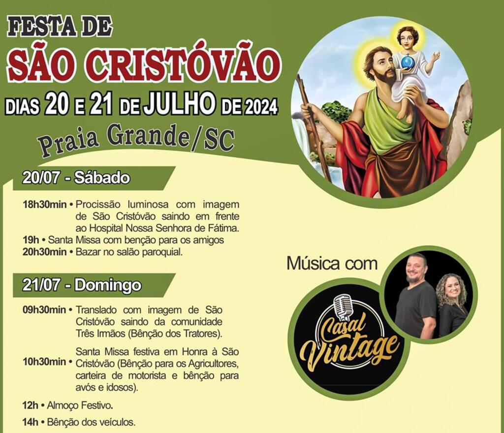IGREJA MATRIZ DE PRAIA GRANDE  PROMOVE A FESTA DE SÃO CRISTÓVÃO, PADROEIRO DOS CAMINHONEIROS