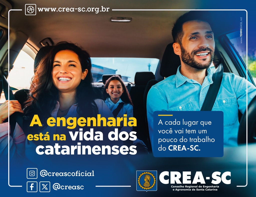 Campanha Institucional de 2024 mostra a presença do CREA-SC e de seus profissionais na vida dos catarinenses