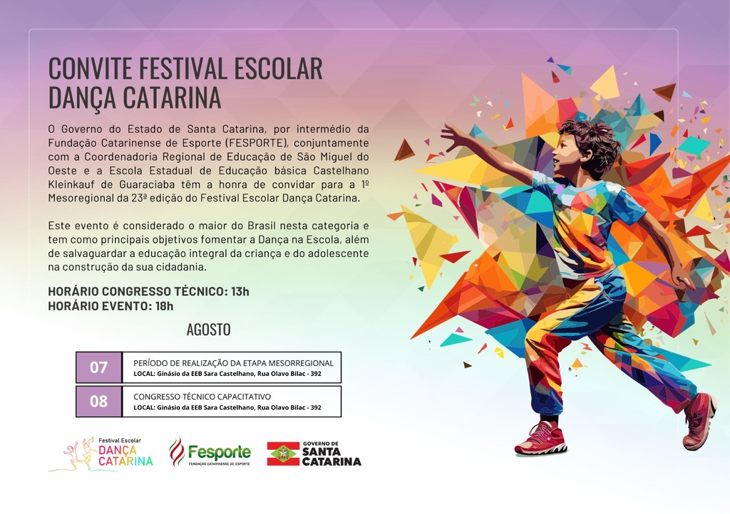 Etapa do Festival Dança Catarina será nesta quarta-feira