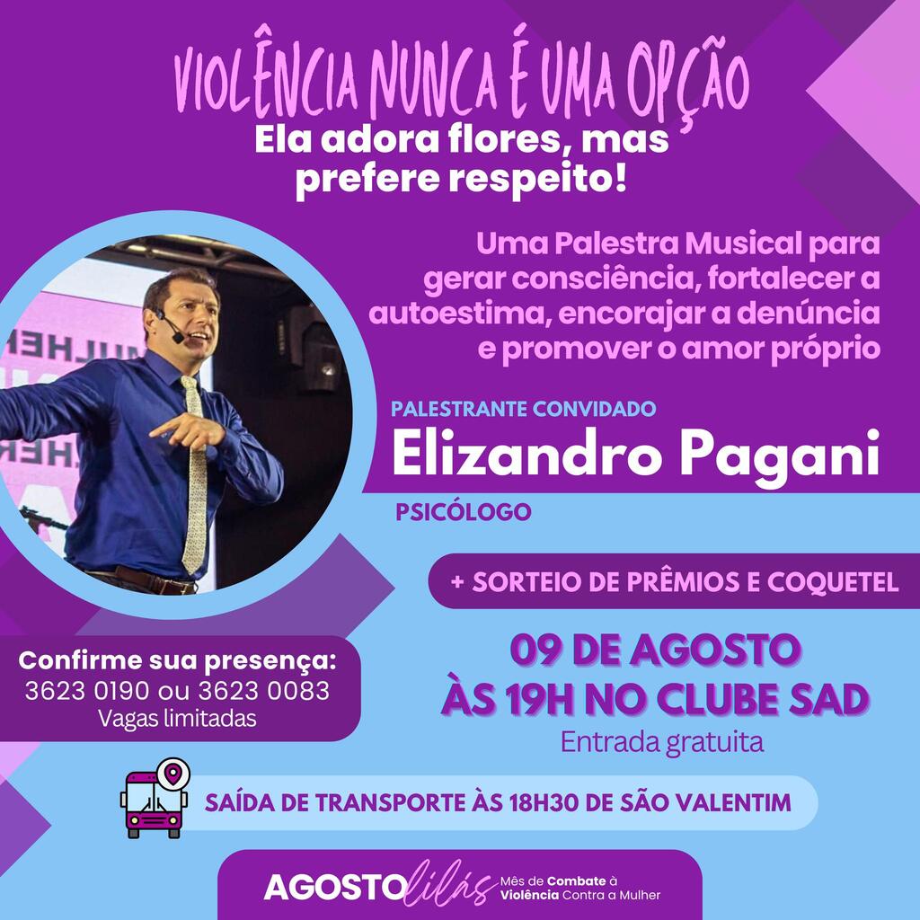 Evento Agosto Lilás será na próxima semana em Descanso