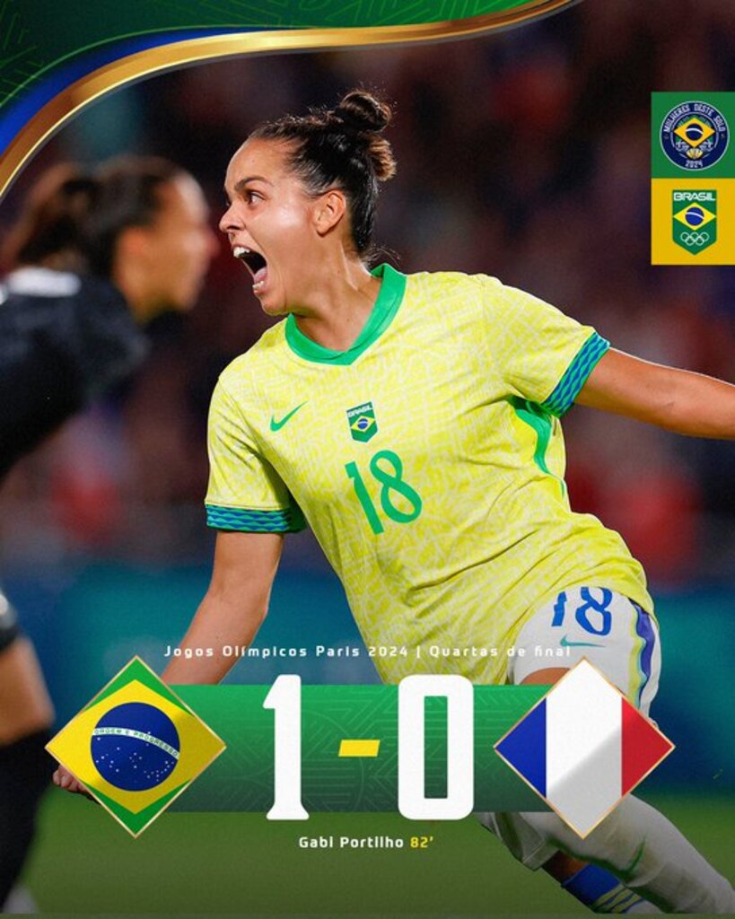 Gabi Portilho decide e Brasil derrota França no futebol feminino