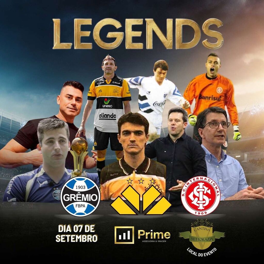 LEGENDS GRÊMIO, INTERNACIONAL E CRICIÚMA SE REÚNEM PARA CONTAR UM POUCO DE SUAS HISTÓRIAS E HISTÓRIAS DE CONQUISTAS