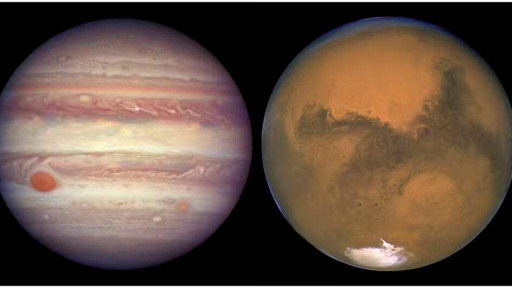 Júpiter e Marte em fotos capturadas pela Nasa em 2017 (Foto: Nasa, Reprodução) - 