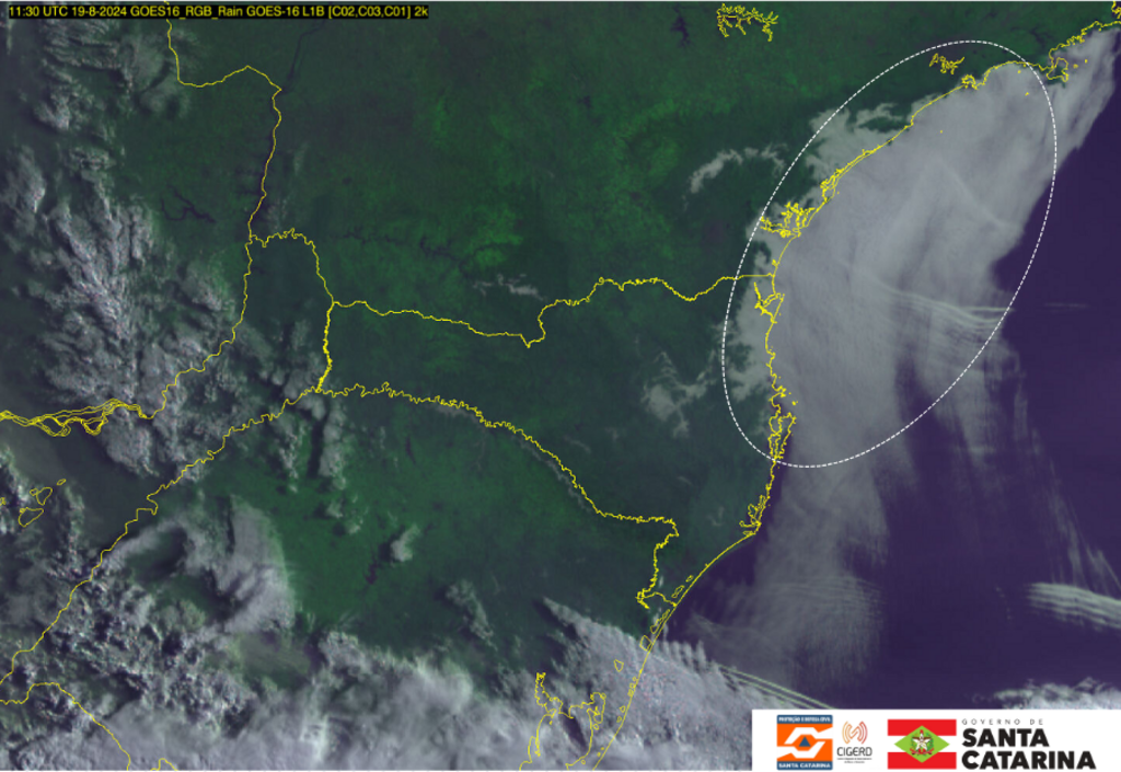 Fonte: SDC - Figura 1:  Imagens do satélite GOES-16, às 09h20, horário local.