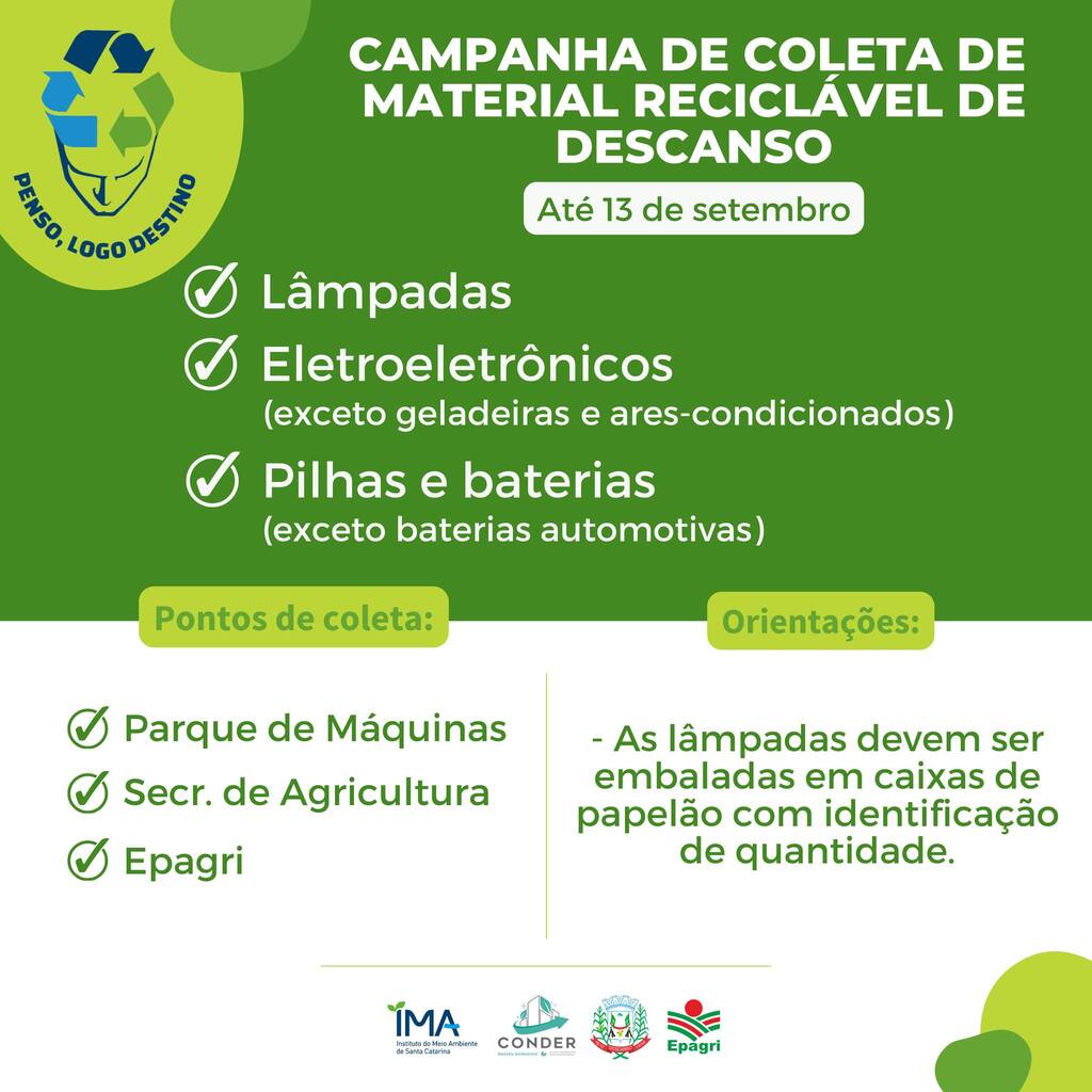 Campanha de Coleta de Material Reciclável segue até o dia 13