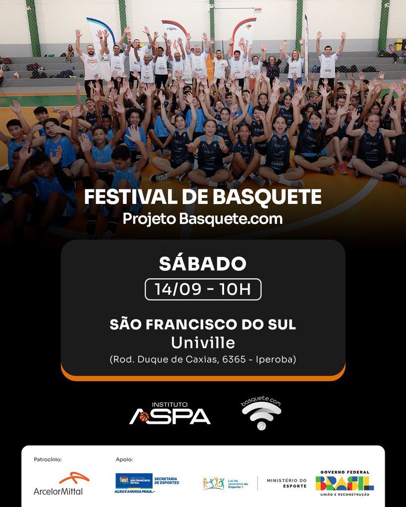 Projeto Basquete.com em São Francisco do Sul neste sábado na Univille