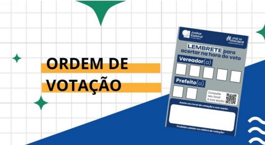 Veja a ordem de votação dos candidatos para esta eleição de domingo, dia 6