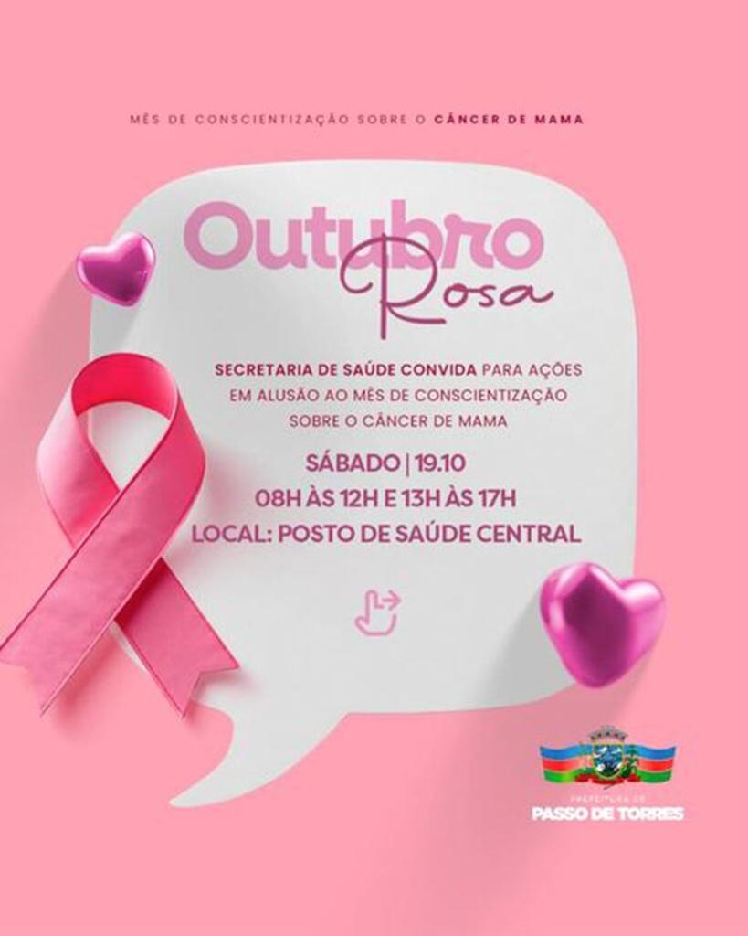 SECRETARIA DE SAÚDE DE PASSO DE TORRES PROMOVE AÇÕES NO OUTUBRO ROSA