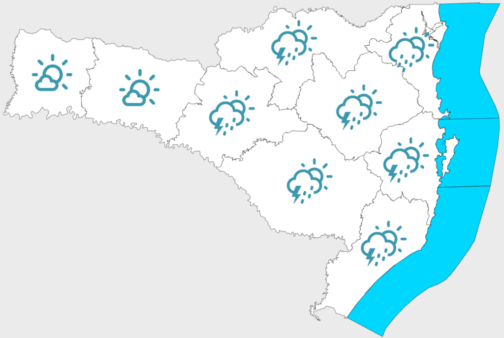 Confira a previsão do tempo para os próximos dias em Santa Catarina