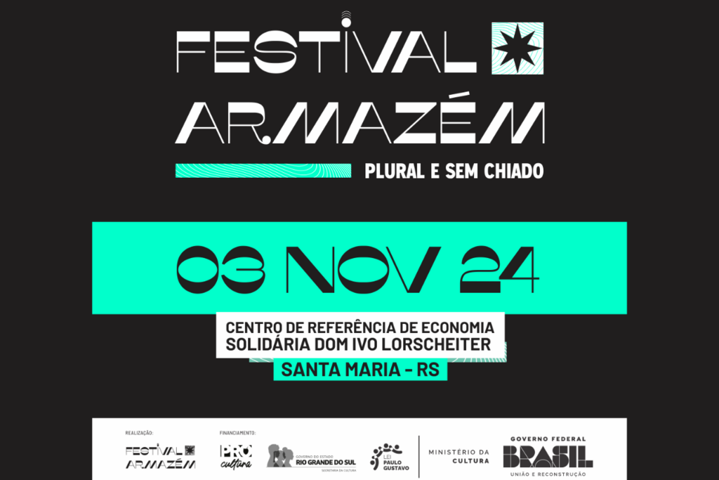 Primeira edição do Festival Armazém reunirá música, arte, capacitação e economia solidária em Santa Maria; veja a programação