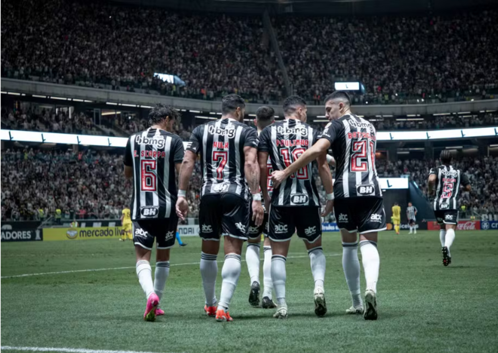 Foto: Pedro Souza/ Atlético-MG - Jogadores do Atlético-MG na Arena MRV; time do Galo