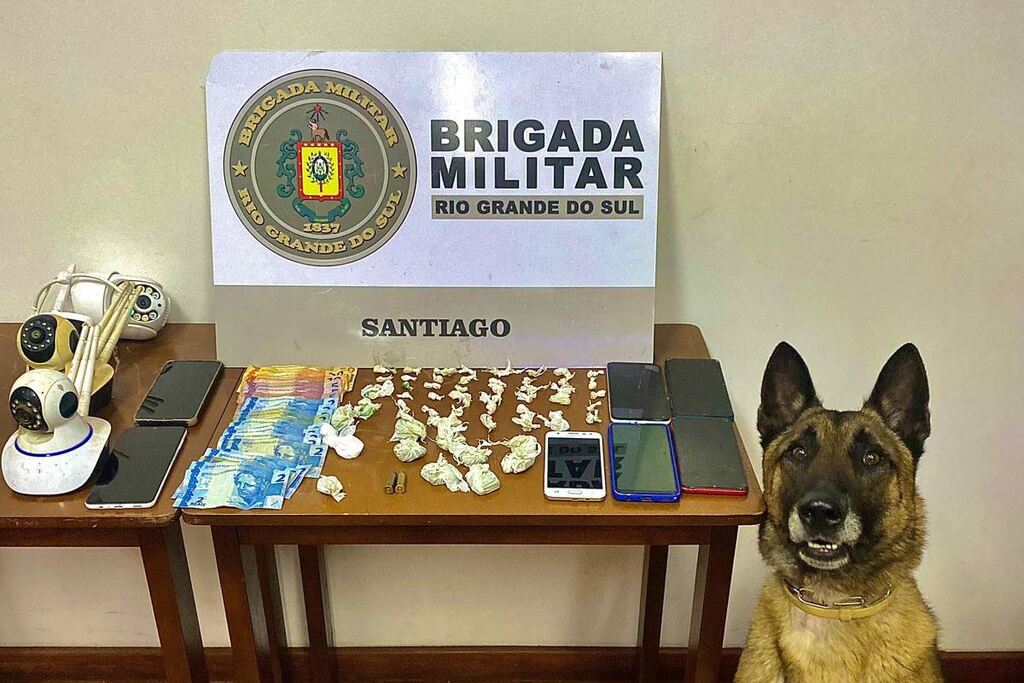 Foto: Brigada Militar - Droga foi localizada em saco de lixo com auxílio de cão farejador