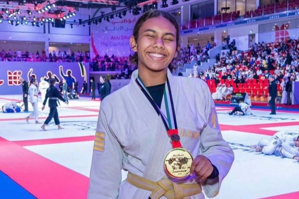 Imagem reprodução Agora Laguna - Jovem atleta de Laguna conquista título mundial no Grand Slam de Jiu-Jítsu em Abu Dhabi